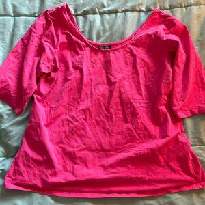 City Chic 3/4 Sleeve Hot Pink Knit Top